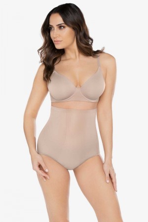 Women's Beige Hi Waist Brief Firm Control Shapewear - Miraclesuit USA | RR800330T2