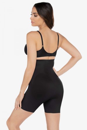 Women's Black Flexible Fit Firm Control High Waist Thigh Slimmer Shapewear - Miraclesuit USA | FO752945V0