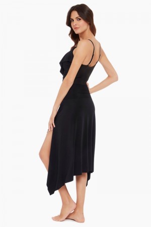 Women's Black Jersey Handkerchief Convertible Skirt Dress Cover Ups - Miraclesuit USA | PY173167I5