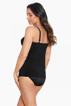Women's Black Plus Size Love Knot Tankini Tops - Miraclesuit USA | YP928062S9