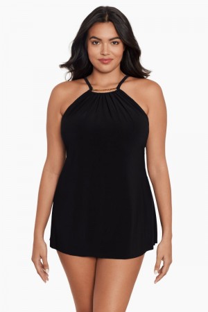 Women's Black Plus Size Parker One Piece Swim Dress - Miraclesuit USA | XA996049F2