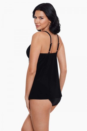 Women's Black Rock Solid Marina Tankini Tops - Miraclesuit USA | ER595299C0