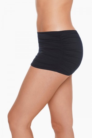 Women's Black Shirred Skirt Swim Bottom - Miraclesuit USA | CG182468B0