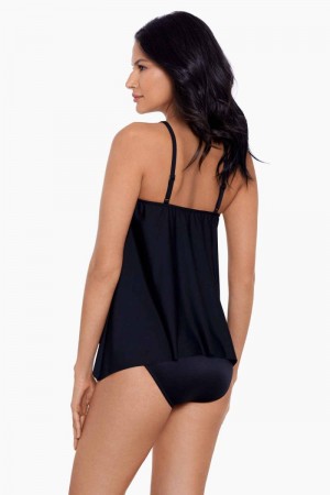 Women's Black / Multicolor Precioso Peephole DD Cup Tankini Tops - Miraclesuit USA | UN975727U0