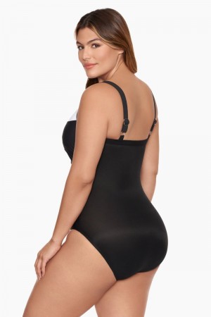 Women's Black / White Colorblock Kara DD Cups One Piece - Miraclesuit USA | NG118041Y9