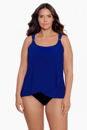 Women's Blue Plus Size Razzle Dazzle Underwire Tankini Tops - Miraclesuit USA | KG424512K0