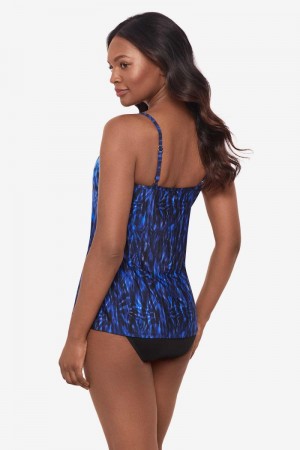 Women's Blue / Black Paka Mayan Jubilee Tankini Tops - Miraclesuit USA | PR804540Z5