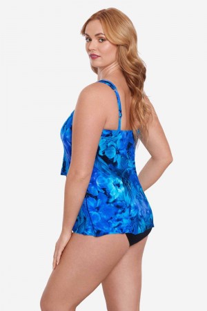 Women's Blue / Multicolor Plus Size Sous Marine Mirage Tankini Tops - Miraclesuit USA | XE494679Q8