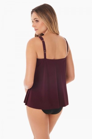 Women's Dark Red Illusionists Mirage DD Cups Tankini Tops - Miraclesuit USA | NK860876D2