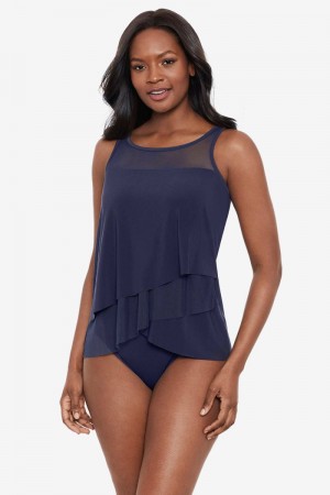 Women's Navy Illusionists Mirage Tankini Tops - Miraclesuit USA | KM080428U9