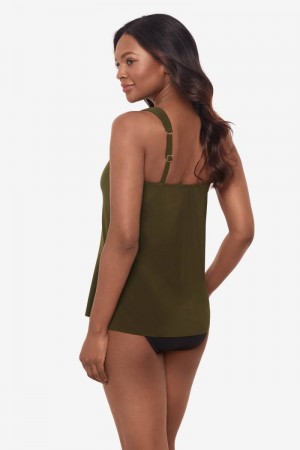 Women's Olive Razzle Dazzle Underwire DD Cups Tankini Tops - Miraclesuit USA | RT086848O7