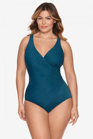 Women's Turquoise Plus Size Must Haves Oceanus One Piece - Miraclesuit USA | TG472027G1
