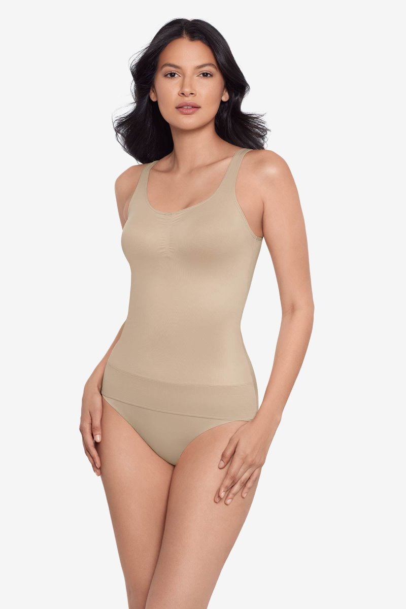 Women\'s Beige Comfy Curves Scoop Neck Shaping Tank Shapewear - Miraclesuit USA | RH774927J3