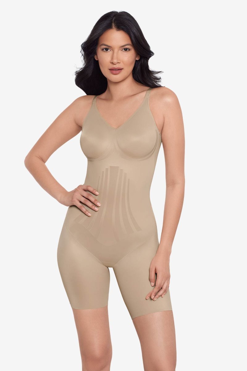 Women's Beige Modern Miracle Thigh Slimmer Bodysuit Shapewear - Miraclesuit USA | IV584878Q4