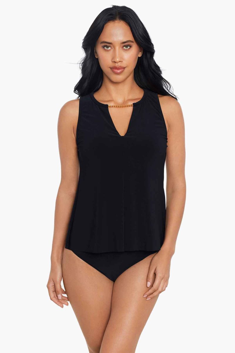 Women's Black Hyper Link Chanae Tankini Tops - Miraclesuit USA | KW227282M7