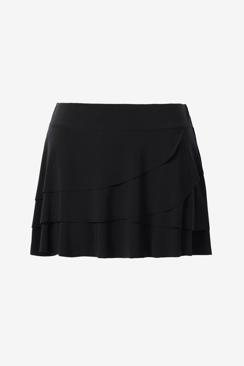 Women's Black Layered Ruffle Skirt Swim Bottom - Miraclesuit USA | FJ465256K3