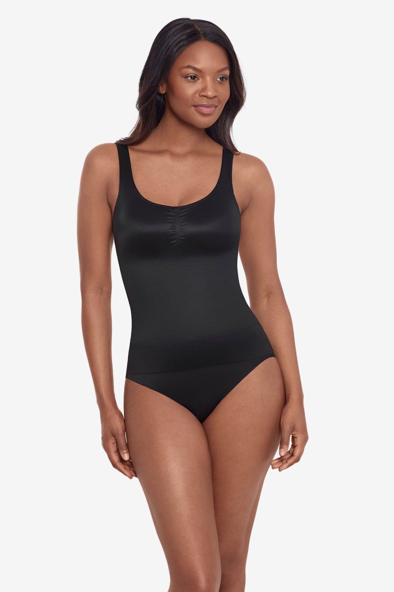 Women\'s Black Comfy Curves Scoop Neck Shaping Tank Shapewear - Miraclesuit USA | CT767016V9