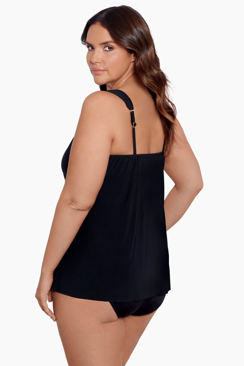 Women's Black Plus Size Razzle Dazzle Underwire Tankini Tops - Miraclesuit USA | KF157085M1