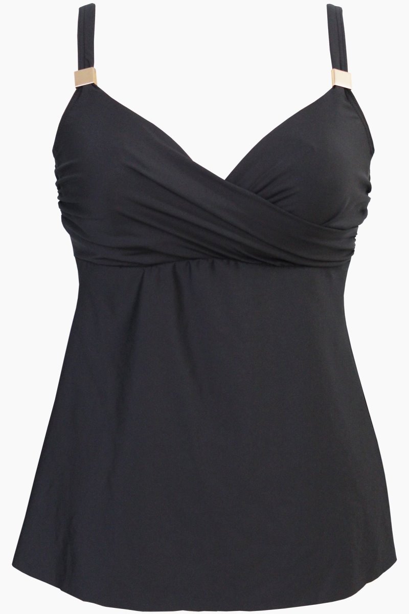 Women's Black Surplice Underwire D DDd Cups Tankini Tops - Miraclesuit USA | MR036383Q5