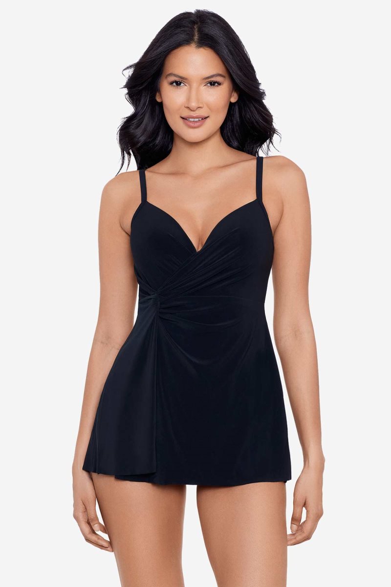 Women's Black Twisted Sisters Adora Underwire Swim Dress - Miraclesuit USA | GL671057O3