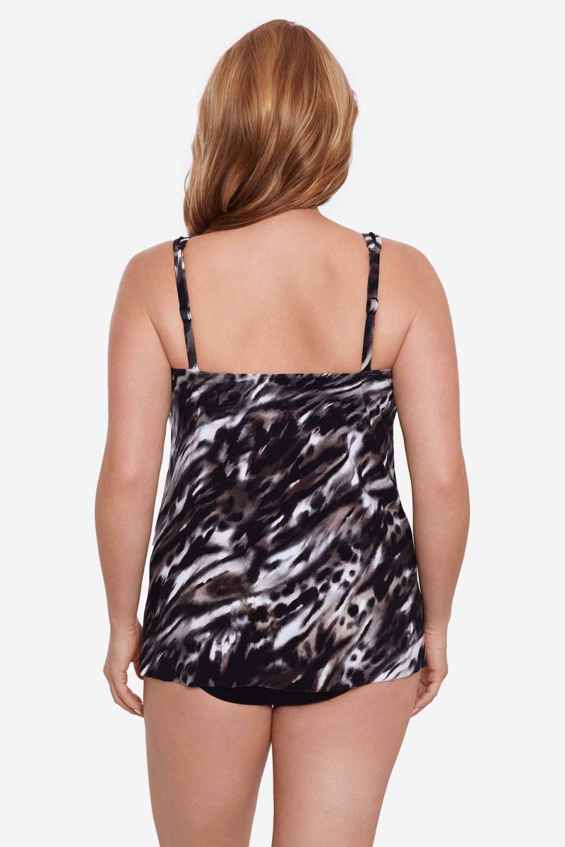 Women's Black / Brown Plus Size Tempest Mirage Tankini Tops - Miraclesuit USA | VQ825102B8