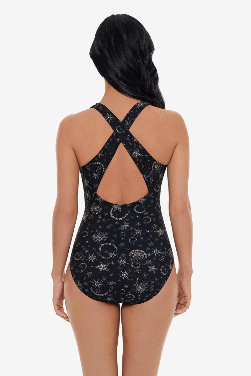 Women's Black / Gold Lucky Stars Halle One Piece - Miraclesuit USA | YU936953T1