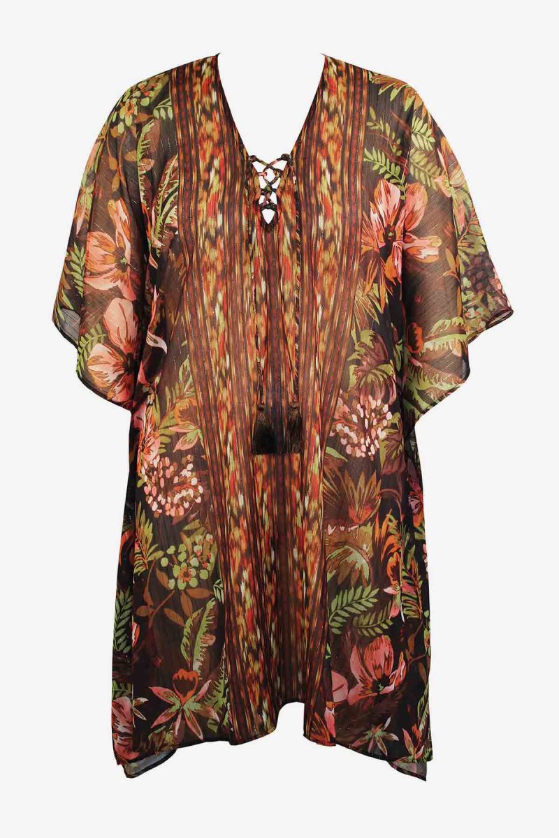 Women's Black / Multicolor Botanico Caftan Cover Ups - Miraclesuit USA | MU734953T4