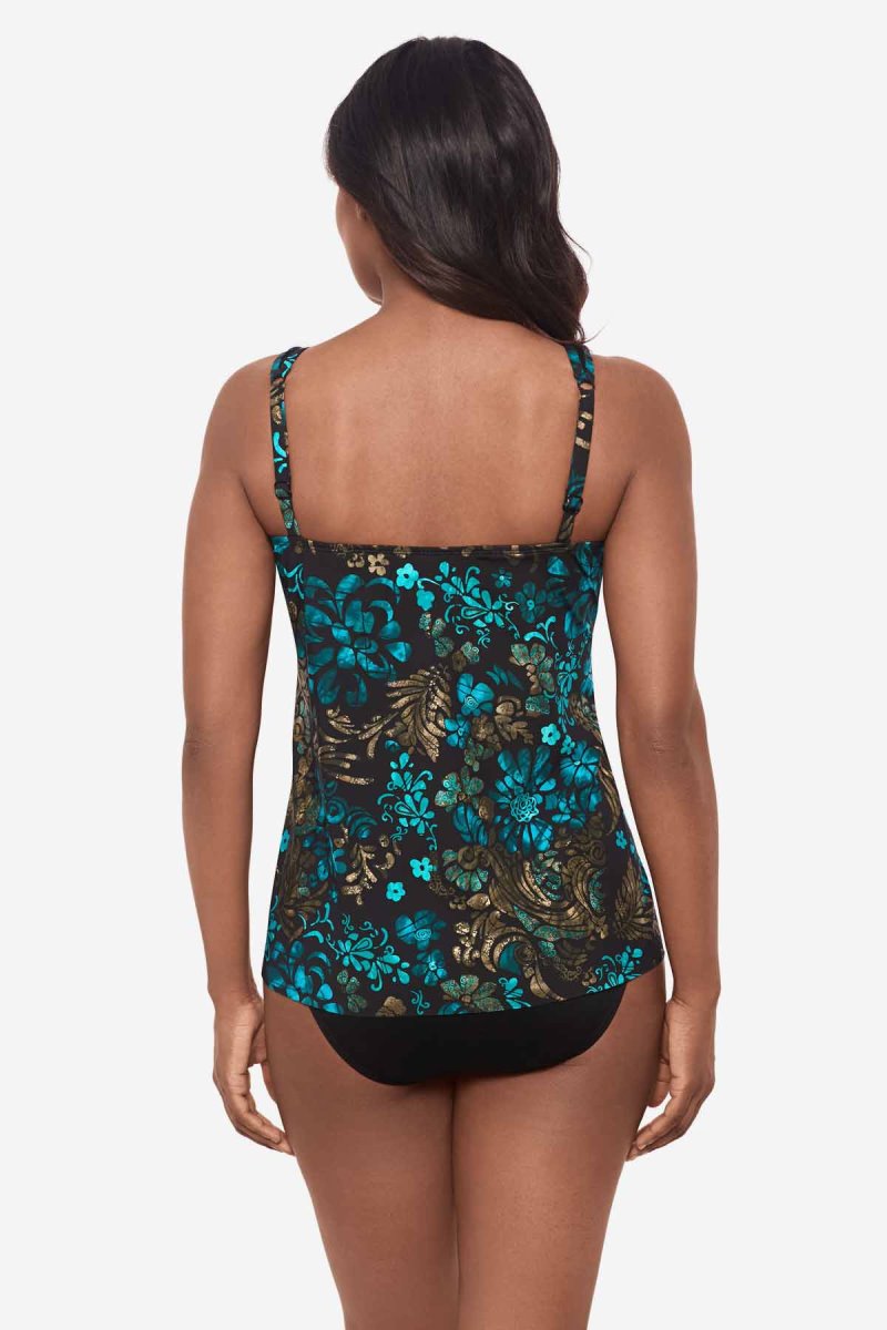 Women's Black / Multicolor Flor De Mare Mirage DD Cup Tankini Tops - Miraclesuit USA | IS251285E4
