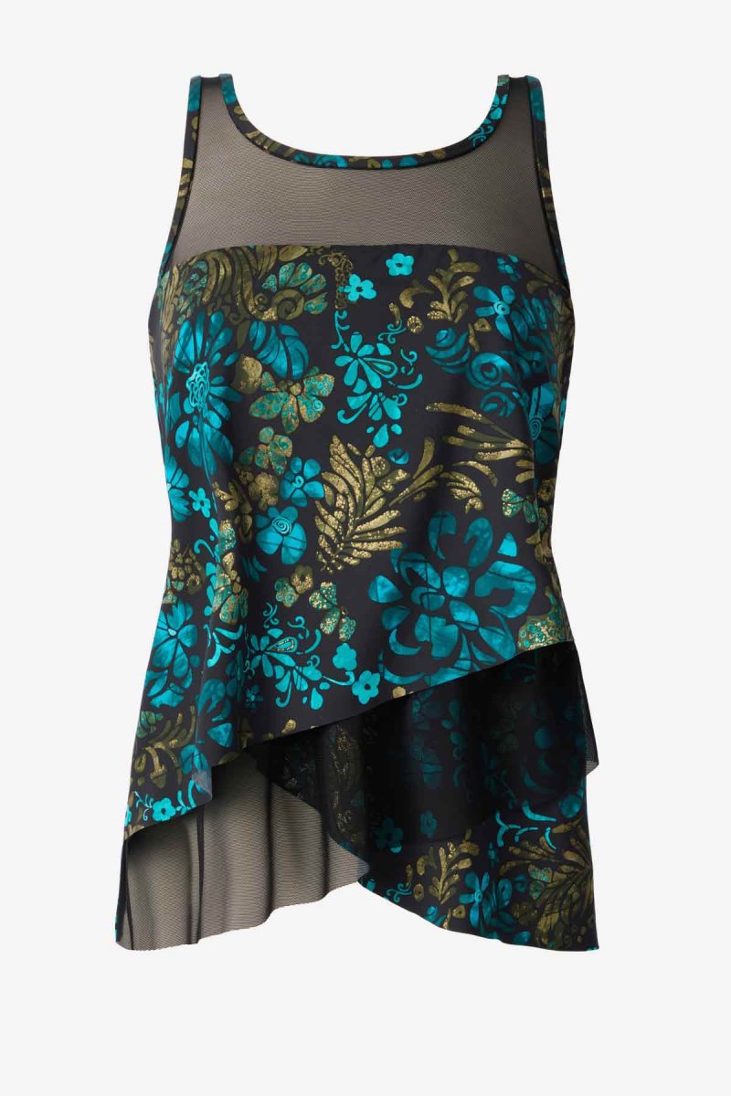 Women's Black / Multicolor Flor De Mare Mirage DD Cup Tankini Tops - Miraclesuit USA | IS251285E4