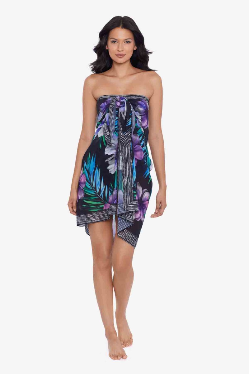 Women's Black / Multicolor Flora Aura Scarf Pareo Cover Ups - Miraclesuit USA | VC275357V7