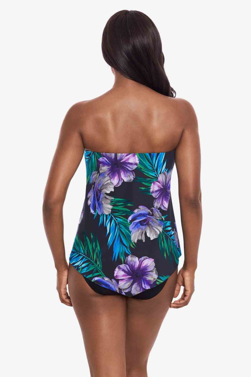 Women's Black / Multicolor Flora Aura Hankini Tankini Tops - Miraclesuit USA | EG879497S6