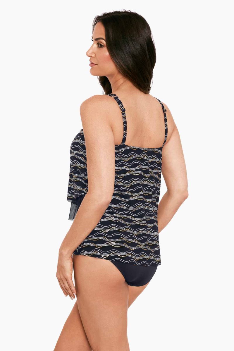 Women's Black / Multicolor Linked In Mirage DD Cups Tankini Tops - Miraclesuit USA | WV752285J9