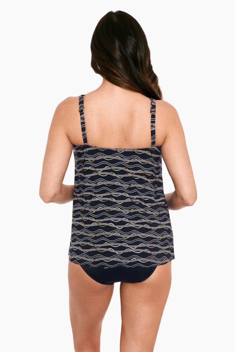 Women's Black / Multicolor Linked In Mirage DD Cups Tankini Tops - Miraclesuit USA | WV752285J9