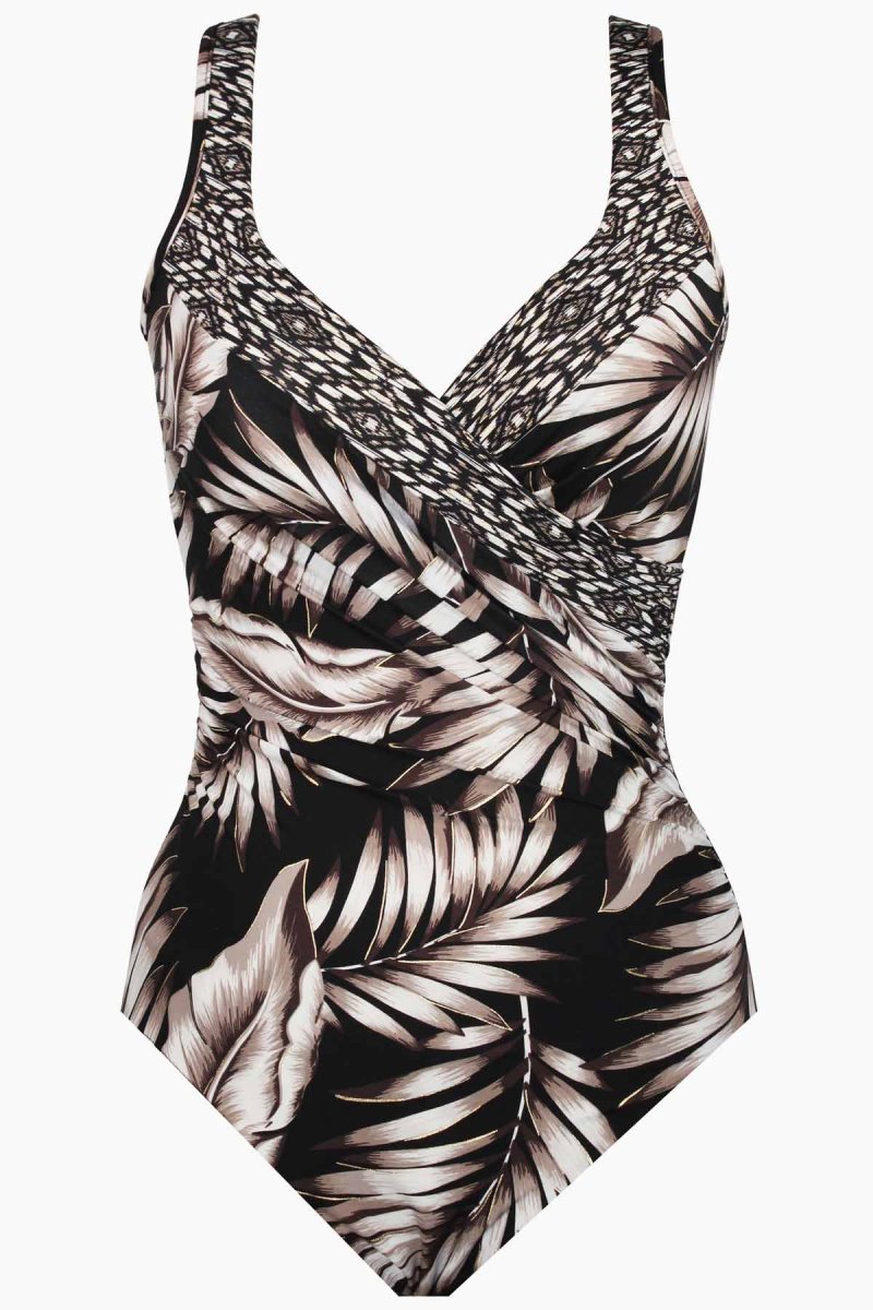 Women's Black / Multicolor Oasis Colorblock Its A Wrap One Piece - Miraclesuit USA | PO640504V8