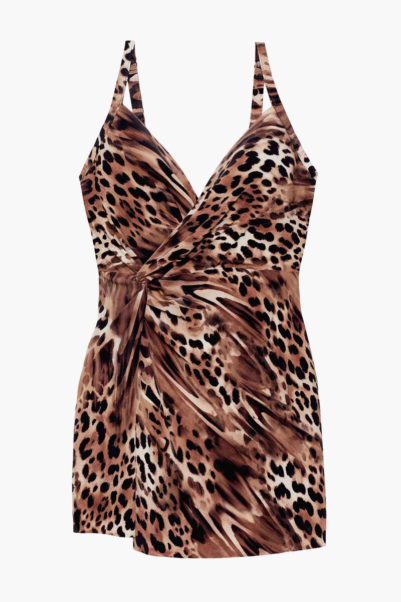 Women's Black / Multicolor Ocicat Adora One Piece Swim Dress - Miraclesuit USA | NU713431C1