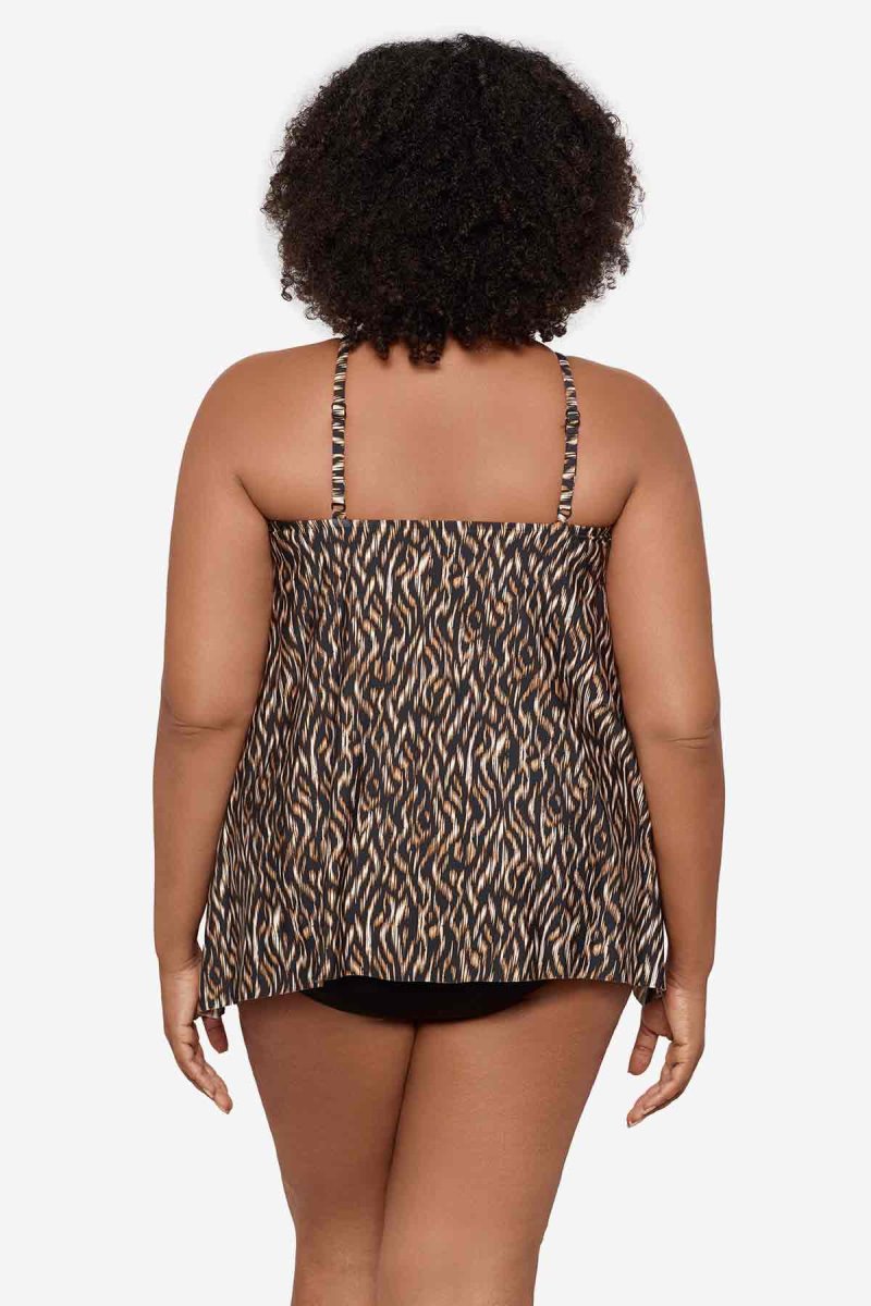 Women's Black / Multicolor Plus Size Topkapi Peephole Tankini Tops - Miraclesuit USA | KN726252I9