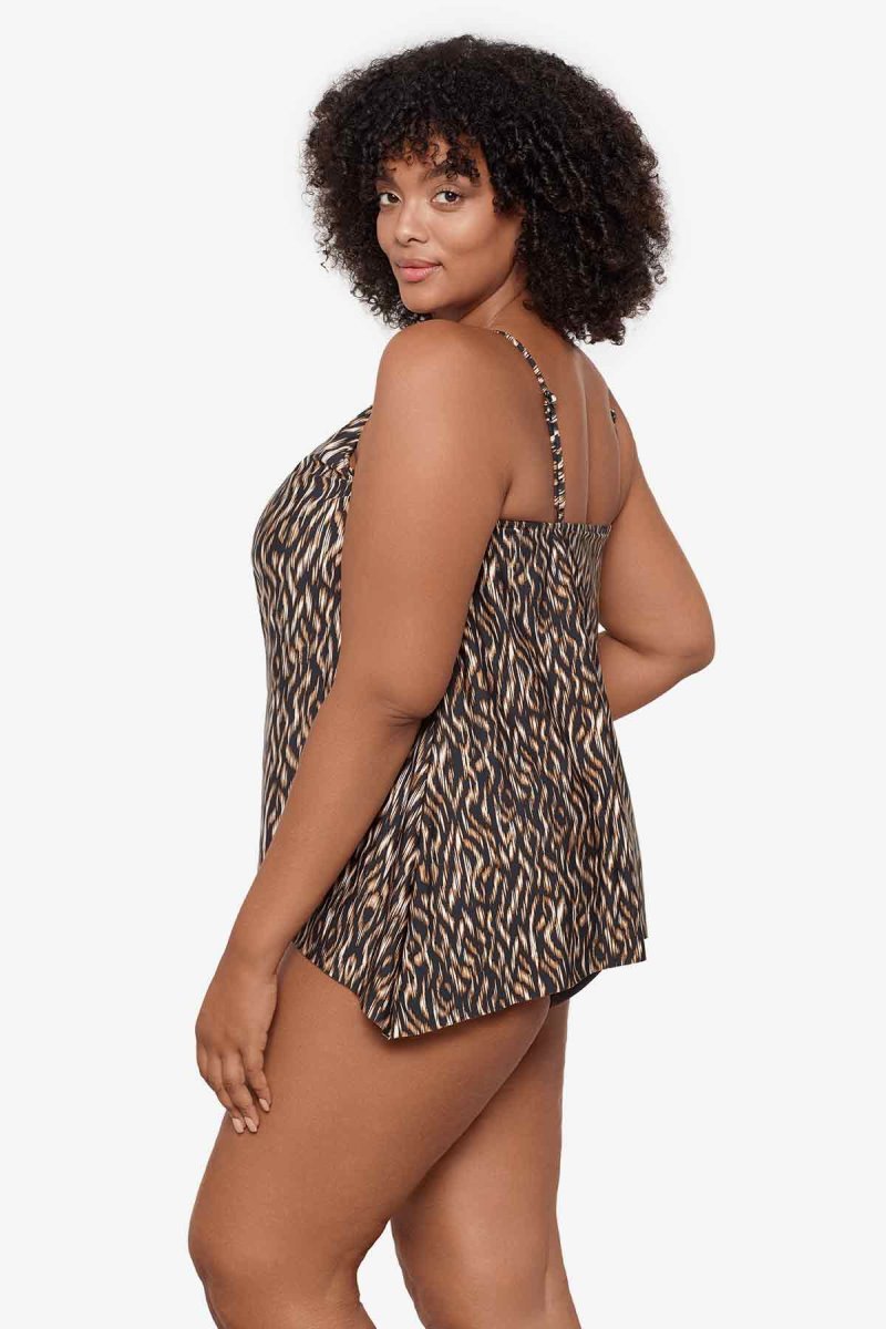 Women\'s Black / Multicolor Plus Size Topkapi Peephole Tankini Tops - Miraclesuit USA | KN726252I9