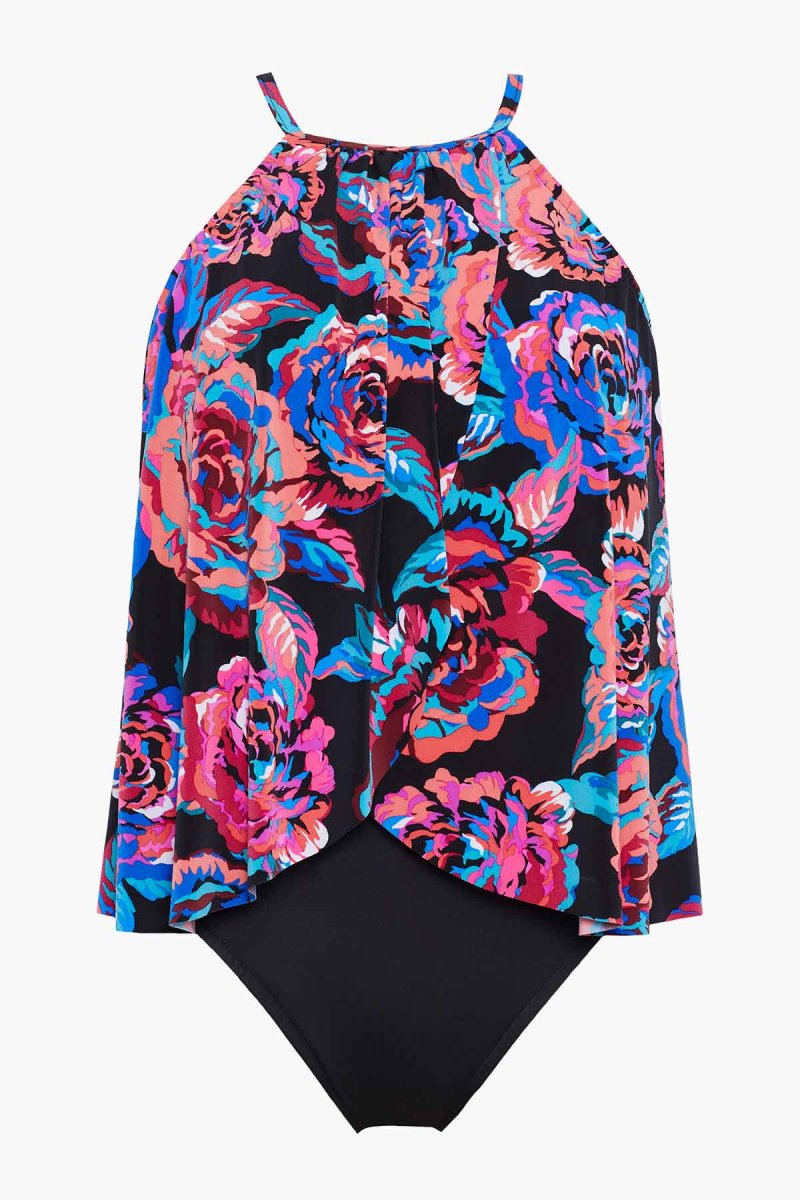 Women's Black / Multicolor Sonic Blooms Aubrey One Piece - Miraclesuit USA | GG798909I0