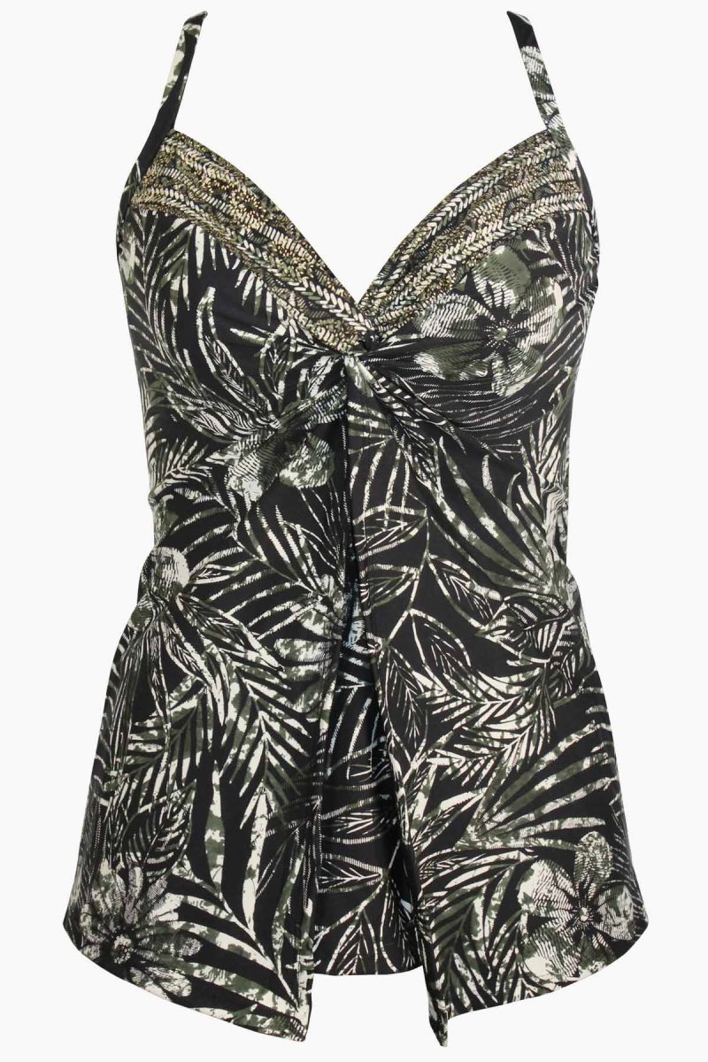 Women's Black / Multicolor Zahara Love Knot Tankini Tops - Miraclesuit USA | HU098049Z2