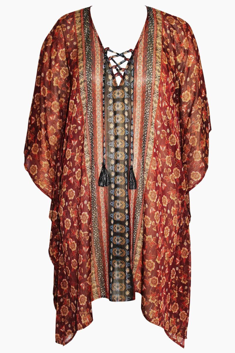 Women's Black / Multicolor Zwina Caftan Cover Ups - Miraclesuit USA | QN653995P2