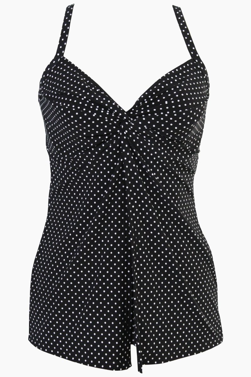 Women's Black / White Pin Point Love Knot DD Cups Tankini Tops - Miraclesuit USA | KB858715E1