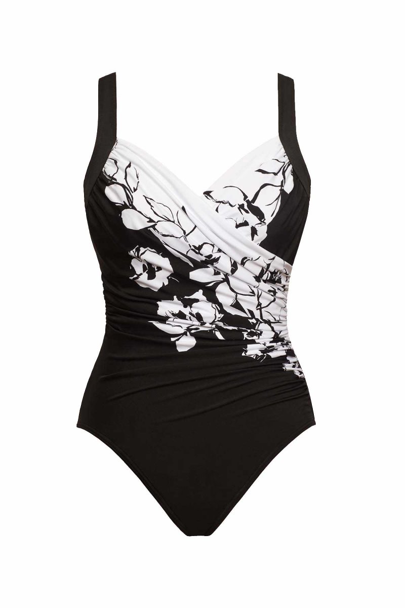 Women's Black / White Sub Rosa Sanibel One Piece - Miraclesuit USA | JQ289608P7