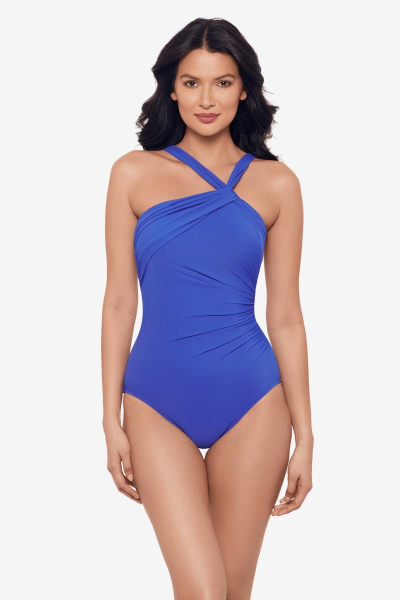 Women's Blue Rock Solid Europa Underwire One Piece - Miraclesuit USA | YC792839M2
