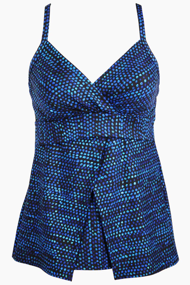 Women's Blue / Multicolor Dot Com Cleo Tankini Tops - Miraclesuit USA | FZ478037E4