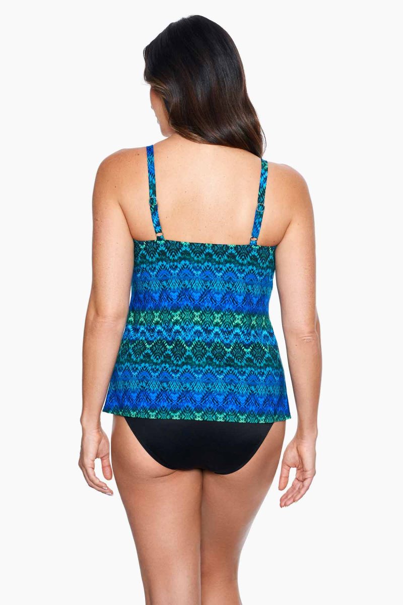 Women's Blue / Multicolor Ocean Ombre Love Knot DD Cups Tankini Tops - Miraclesuit USA | WH431073U5