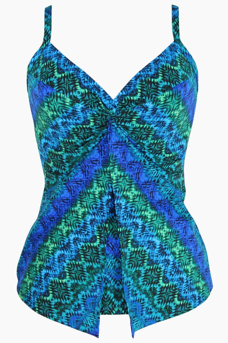 Women's Blue / Multicolor Ocean Ombre Love Knot DD Cups Tankini Tops - Miraclesuit USA | WH431073U5