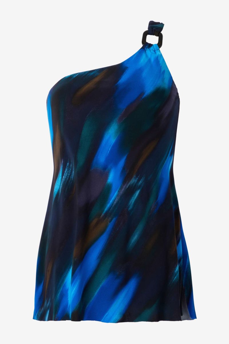 Women's Blue / Multicolor Swipe Right Amal One Piece Swim Dress - Miraclesuit USA | DN419751H4