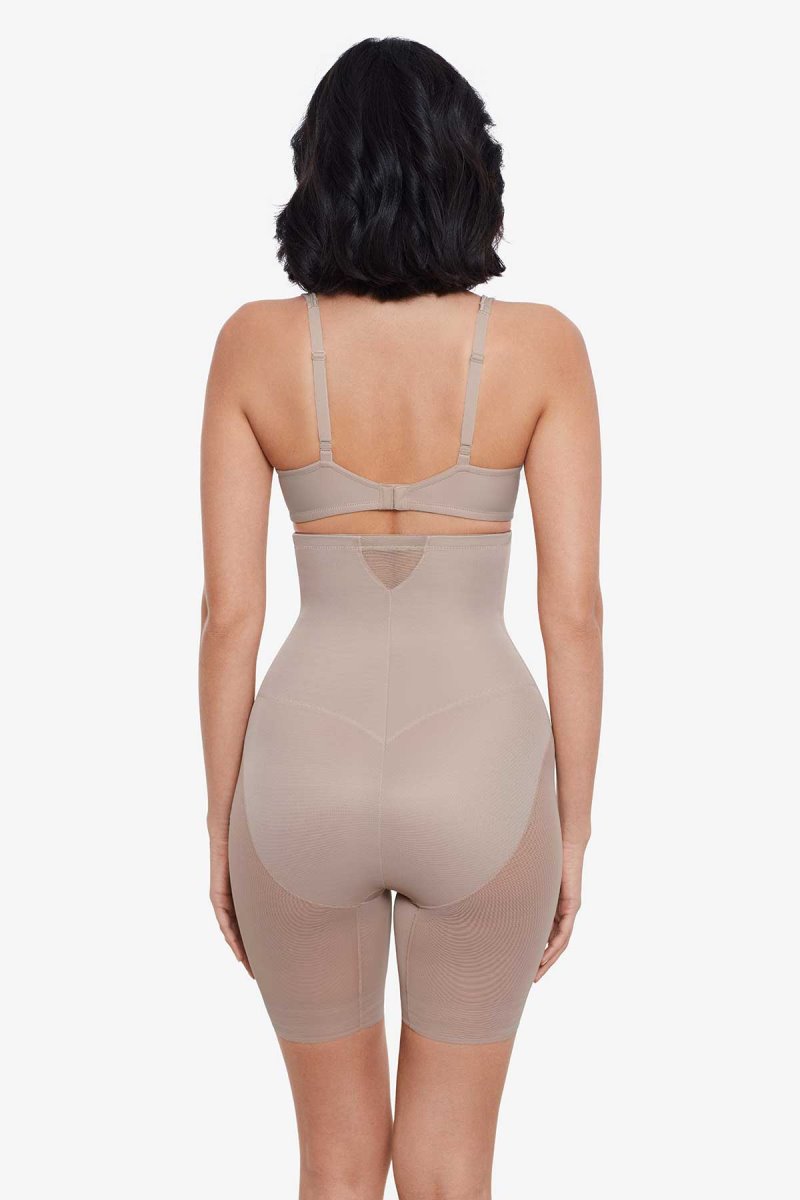 Women's Brown Extra Firm Sexy Sheer Shaping Hi Waist Thigh Slimmer Shapewear - Miraclesuit USA | LB623152S8