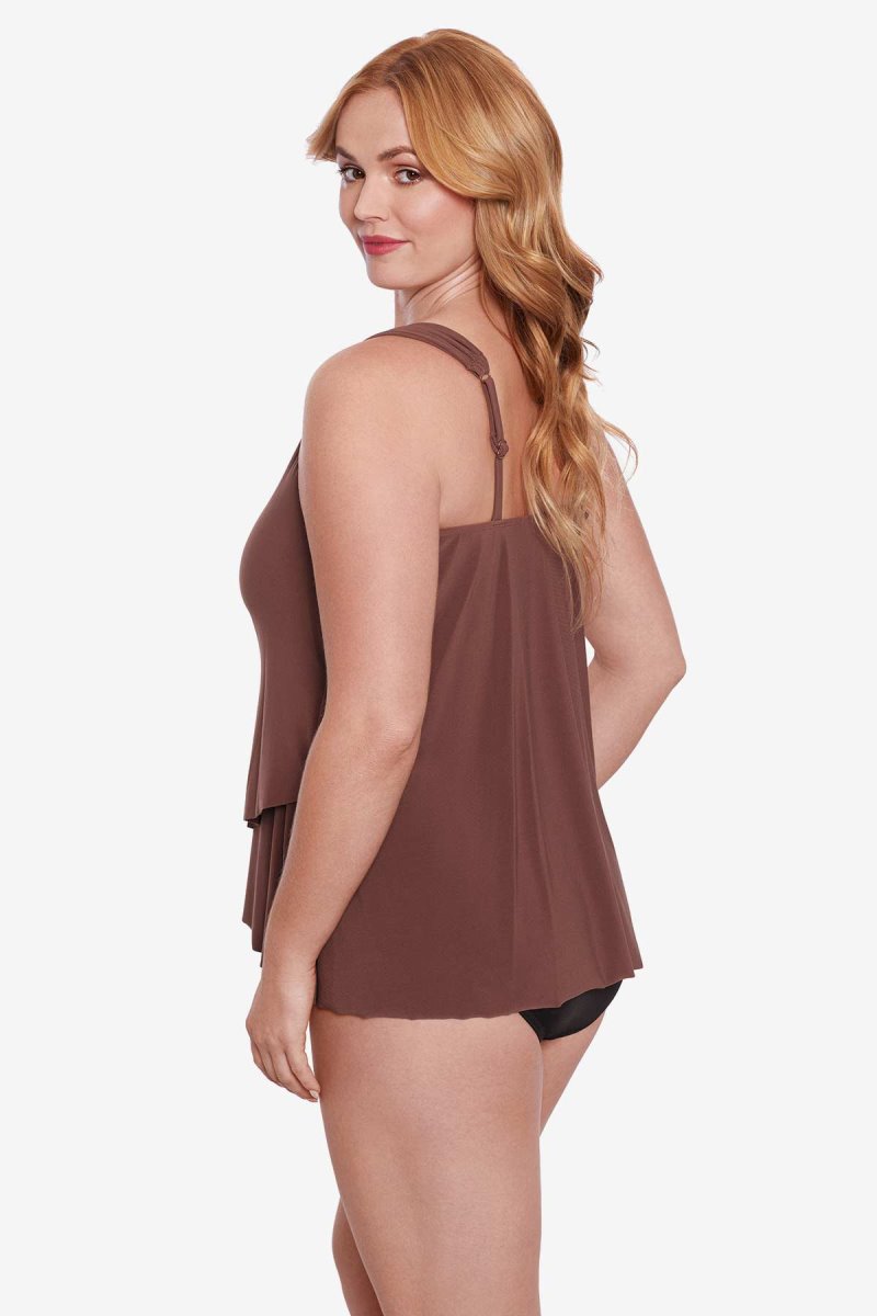 Women's Brown Plus Size Razzle Dazzle Underwire Tankini Tops - Miraclesuit USA | YZ705300J1