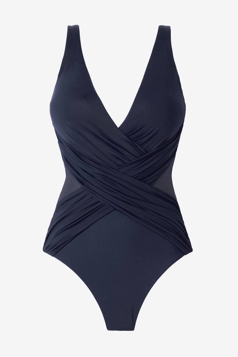 Women's Dark Purple Crossover With Mesh One Piece - Miraclesuit USA | YS563966C5